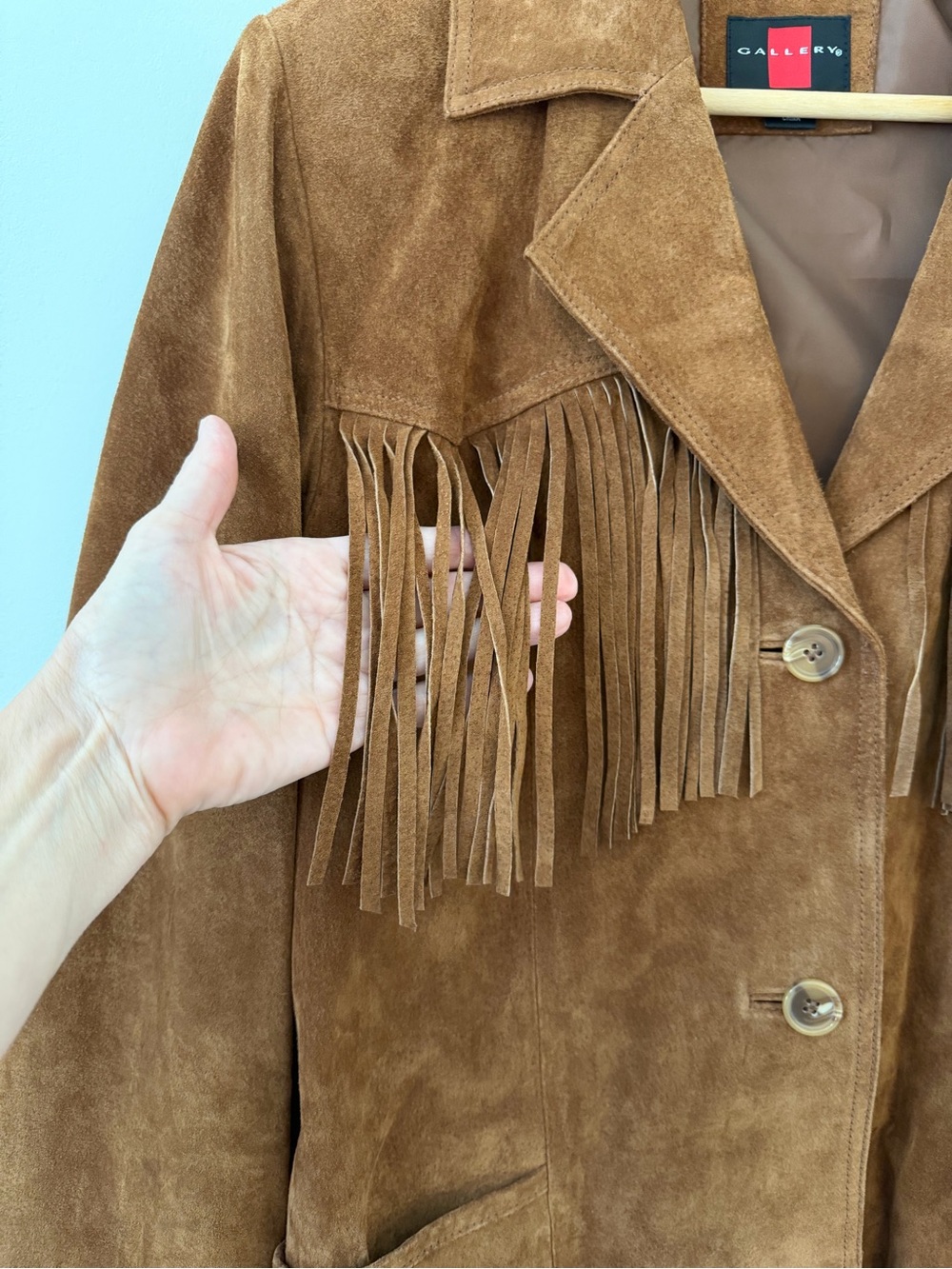 Vintage Suede Fringe Western Jacket Brown Leather Boho Cowgirl Rodeo Festival M - Picture 6 of 13